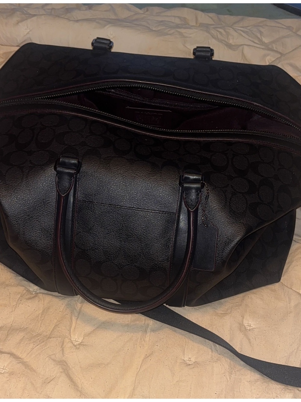 Coach Black Signature Canvas & Leather Duffel